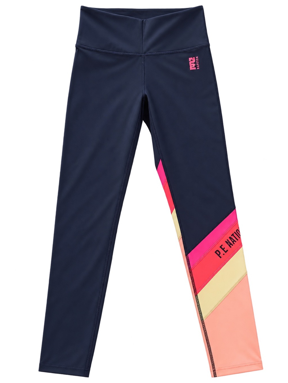 P.E Nation Leggings with Pink, Coral & Cream Colorblock